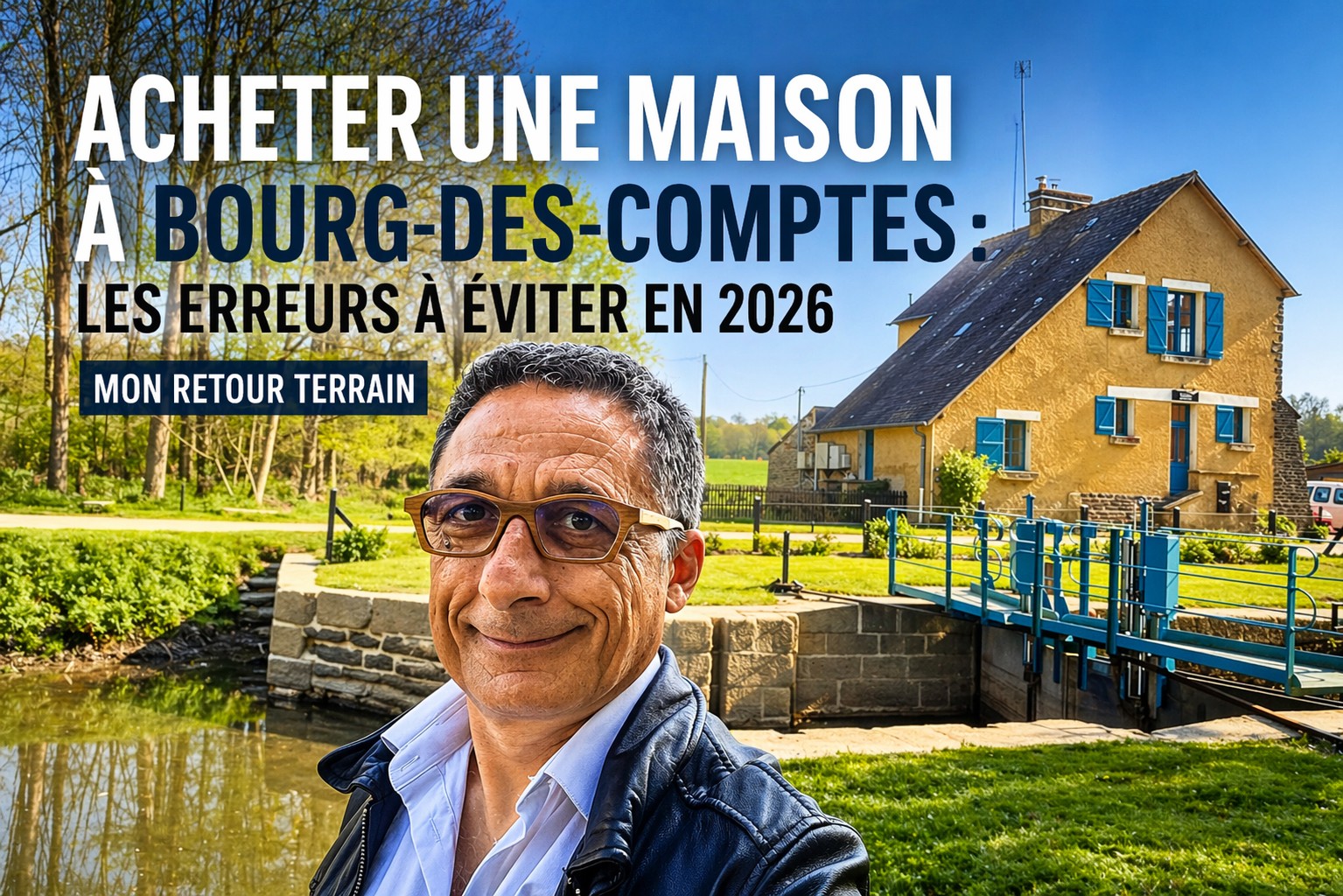 Johann Margat conseiller immobilier à Bourg-des-Comptes sur le terrain devant une maison locale